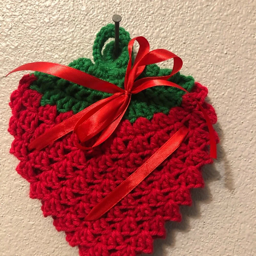 Crochet Strawberry Potholder/ Coaster